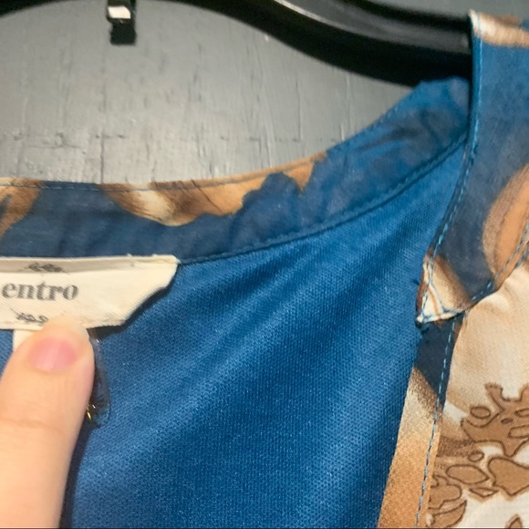 Entro Floral Deep V Neck Balloon Sleeve Flowy Tunic Dress - Picture 4 of 8